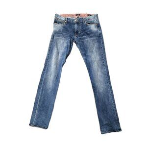 Stylish Armani J06 Denim Jeans 32x 34 Blue Classic Wash Slim Cut Italian Denim